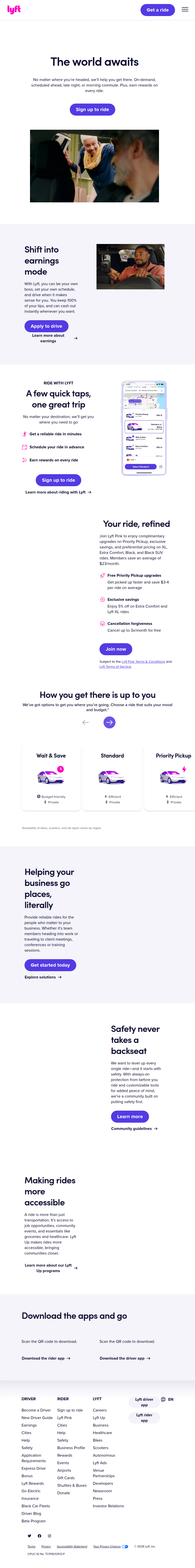 Lyft 웹사이트 디자인